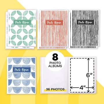 Photo Albums 4x6 Pictures - (Set of 8), by Paper Plan, Mini Albums, Each Can Hold Up To 36 Photos, Works With Portrait and Landscape Pictures - Perfect for Storing Beautiful Memories