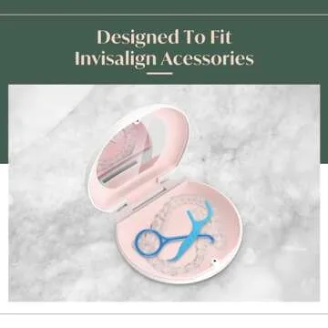 Retayn Aligner/Retainer Case with Built-In Mirror & Magnetic Lock - Premium Silicone-Lined Case Holder with Vent Holes for Aligners, Retainers, Mouth Guards (White & Blush)