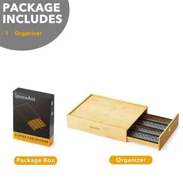 SpaceAid Bamboo Coffee Pod Holder Drawer Storage for Nespresso Vertuo Capsule, Pods Holder Organizer Tray for Nespresso Vertuo Holders, Compatible with 40 Big or 56 Small Vertuoline Pods (Natural)