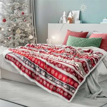PAVILIA Christmas Sherpa Throw Blanket – Cozy Festive Decor