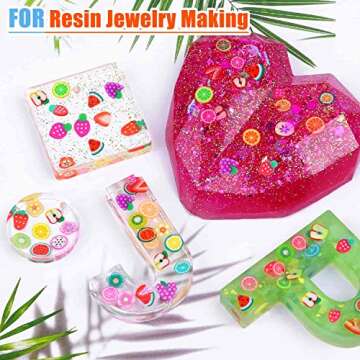 12000 Pcs Acejoz 15 Styles Assorted Fimo Slices for DIY Slime 3D Polymer Slices Resin Making Charms Fruit Slices for Lip Gloss, Nail Art, and Cellphone Decorations.