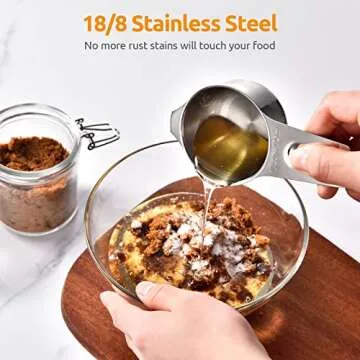 Measuring Cups, U-Taste Measuring Cups and Spoons Set of 15 in 18/8 Stainless Steel : 7 Measuring Cups and 7 Measuring Spoons with 2 D-Rings and 1 Professional Magnetic Measurement Conversion Chart