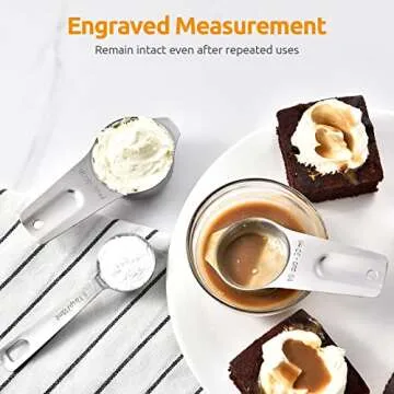 Measuring Cups, U-Taste Measuring Cups and Spoons Set of 15 in 18/8 Stainless Steel : 7 Measuring Cups and 7 Measuring Spoons with 2 D-Rings and 1 Professional Magnetic Measurement Conversion Chart