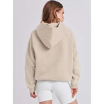 ANRABESS Women Hoodies Oversized Fleece Long Sleeve Comfy Casual Basic Pullover Sweatshirts 2025 Fall Outfits Sweater Apricot X-Small
