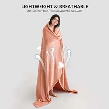 COTTEBED Fleece Flannel Throw Blankets,All Seasons Lightweight Super Soft Cozy Comfy Fluffy Fuzzy,Ultra Plush 320GSM Bed Blanket for Sofa Couch Living Room Camping Travel(Dusty Pink, Throw,50x70)