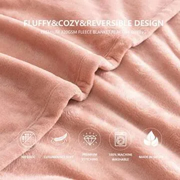 COTTEBED Fleece Flannel Throw Blankets,All Seasons Lightweight Super Soft Cozy Comfy Fluffy Fuzzy,Ultra Plush 320GSM Bed Blanket for Sofa Couch Living Room Camping Travel(Dusty Pink, Throw,50x70)