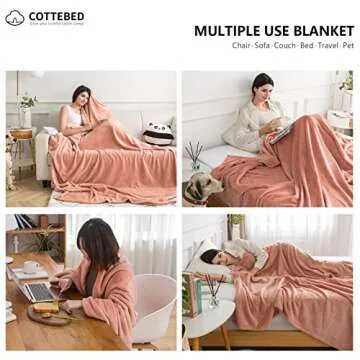 COTTEBED Fleece Flannel Throw Blankets,All Seasons Lightweight Super Soft Cozy Comfy Fluffy Fuzzy,Ultra Plush 320GSM Bed Blanket for Sofa Couch Living Room Camping Travel(Dusty Pink, Throw,50x70)