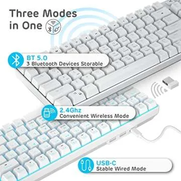 RK ROYAL KLUDGE RK96 90% Triple Mode BT5.0/2.4G/USB-C Hot Swappable Mechanical Keyboard with Magnetic Wrist Rest, 96 Keys Wireless Gaming Keyboard with Software, Blue Backlight