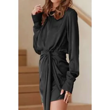BTFBM Women Long Sleeve Ruched Dress for All Occasions
