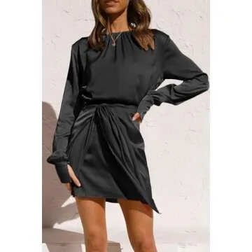BTFBM Women Long Sleeve Ruched Dress for All Occasions
