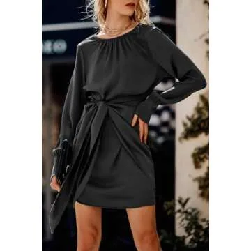 BTFBM Women Long Sleeve Ruched Dress for All Occasions