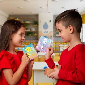 Valentines Day Cards for Kids Classroom,30Pcs Valentine's Greeting Cards with Glow in The Dark Squishy Toys Kits,Kids Valentine Cards Exchange,Bulk,Class Game Prizes,Valentine Party Favor for Boy Girl