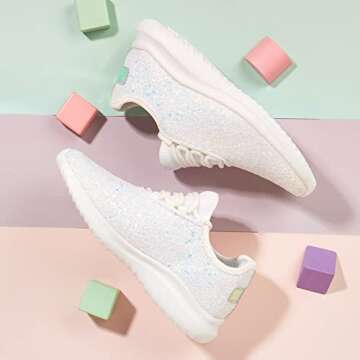 K KIP WOK Toddler Girls Glitter Sneakers Sparkle Slip On Walking Shoes for Kids/Children Breathable ...