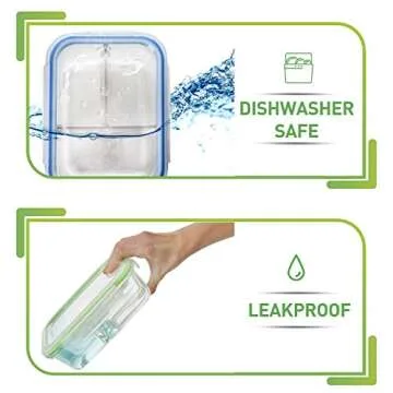 PrepNaturals 4 Pack 34 Oz Glass Meal Prep Containers - Dishwasher Microwave Freezer Oven Safe - Glass Storage Containers with Lids (Multi-Compartment)