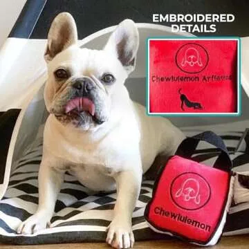 Haute Diggity Dog Chewlulemon Tote, Plush Designer Dog Toys with Interactive Squeaker, Stimulating Pet Enrichment, Machine-Washable & Safe Materials for All Breeds, One Size