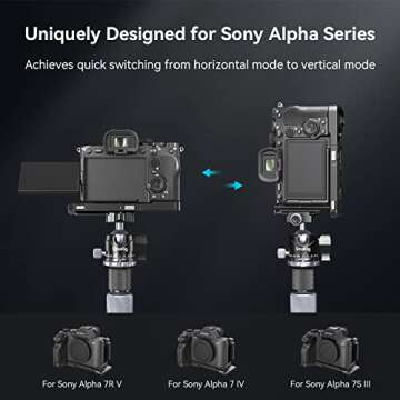 SmallRig Foldable L-Bracket for Sony Alpha 7R V/Alpha 7 IV/Alpha 7S III, Foldable Side Plate for Arc...