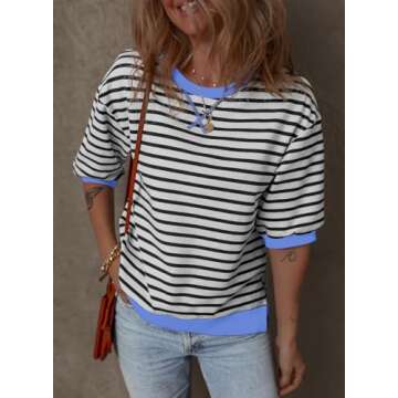 Stylish Dokotoo Women’s Striped Casual Sweatshirt