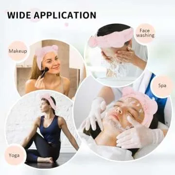 WHAVEL 2PCS Spa Headband Cute Headband for Washing Face, Bear Ears Makeup Headband Kawaii Skincare Headbands Face Wash Headband Soft Facial Hair Band (Pink,Coffee)