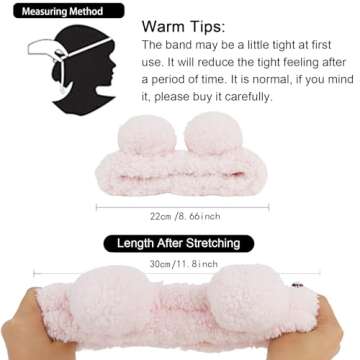 WHAVEL 2PCS Spa Headband Cute Headband for Washing Face, Bear Ears Makeup Headband Kawaii Skincare Headbands Face Wash Headband Soft Facial Hair Band (Pink,Coffee)
