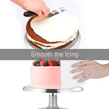 Cake Stand, Aluminum Cake Revolving Turnable 12'' Stand Cake Decoration with Icing Spatula and Comb Icing Smoother, Baking Cake Decoration Supplies