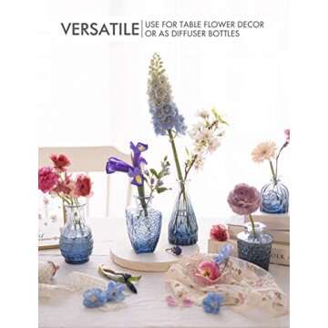 Glass Bud Vase Set of 10 - Small Vases for Flowers, Clear Bud Vases in Bulk, Cute Glass Vases for Centerpieces, Mini Vintage Vase for Rustic Wedding Decorations, Home Table Flower Decor