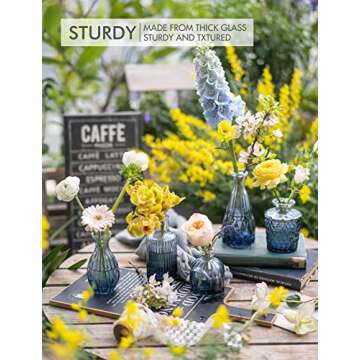 Glass Bud Vase Set of 10 - Small Vases for Flowers, Clear Bud Vases in Bulk, Cute Glass Vases for Centerpieces, Mini Vintage Vase for Rustic Wedding Decorations, Home Table Flower Decor