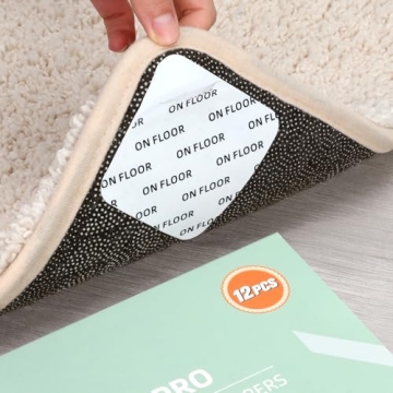 Home Techpro 12 PCS Rug Tape - Reusable Double-Sided Grippers for Hardwood Floors