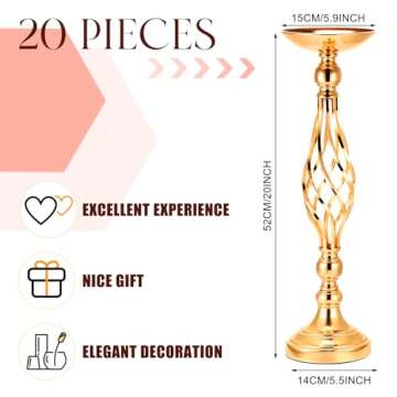 Rtteri 20 Pcs Metal Flower Arrangement Stand Wedding Flower Centerpieces Stand Elegant Metal Flower ...