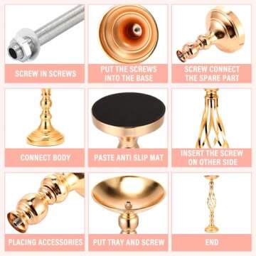 Rtteri 20 Pcs Metal Flower Arrangement Stand Wedding Flower Centerpieces Stand Elegant Metal Flower Vase Candelabra Candle Holder for Wedding Reception Table Decor Party Hotel Home Decor(Gold)