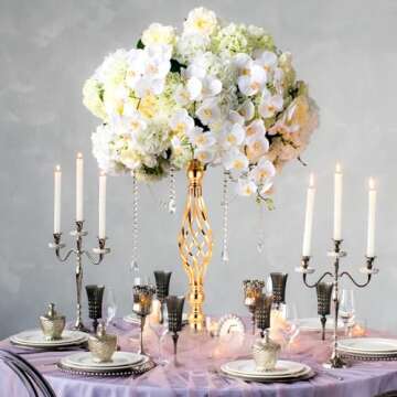 Rtteri 20 Pcs Metal Flower Arrangement Stand Wedding Flower Centerpieces Stand Elegant Metal Flower Vase Candelabra Candle Holder for Wedding Reception Table Decor Party Hotel Home Decor(Gold)