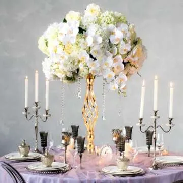 Rtteri 20 Pcs Metal Flower Arrangement Stand Wedding Flower Centerpieces Stand Elegant Metal Flower Vase Candelabra Candle Holder for Wedding Reception Table Decor Party Hotel Home Decor(Gold)