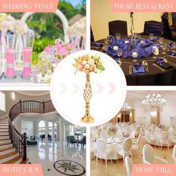 Rtteri 20 Pcs Metal Flower Arrangement Stand Wedding Flower Centerpieces Stand Elegant Metal Flower Vase Candelabra Candle Holder for Wedding Reception Table Decor Party Hotel Home Decor(Gold)