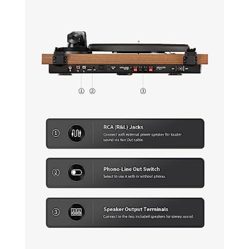 ANGELS HORN Bluetooth Vinyl Record Player with Speakers