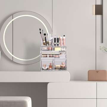 READAEER Makeup Organizer: 3-Piece Cosmetic Storage Case with 6 Drawers