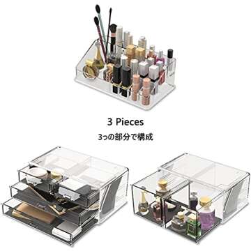 READAEER 3-Piece Makeup Organizer with Drawers
