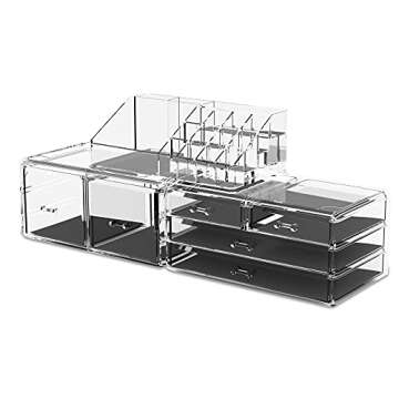 READAEER 3-Piece Makeup Organizer with Drawers