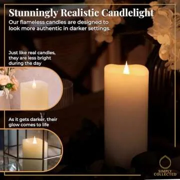 Flickering Flameless Candles Battery Operated with Timer, Premium Wax Pillar for Warm Elegance and Relaxing Ambiance, Award-Winning 3D Moving Flame, Safe Realistic Electric LED Candle, Ivory 3x5 inch