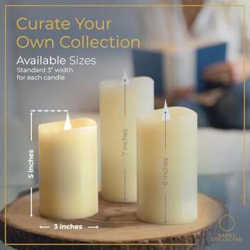 Flickering Flameless Candles Battery Operated with Timer, Premium Wax Pillar for Warm Elegance and Relaxing Ambiance, Award-Winning 3D Moving Flame, Safe Realistic Electric LED Candle, Ivory 3x5 inch