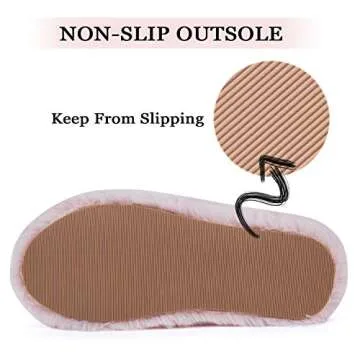 DL Fluffy Womens House Slippers Cross Band Open Toe, Soft Plush Fleece Bedroom Slippers Women Memory Foam, Comfy Fuzzy Slip On Non-Slip Womens Slippers Indoor Pink Gray Black White