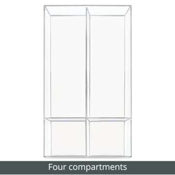 mDesign Plastic Divided Makeup Organizer Holder Tray for Bathroom Drawer, Vanity, Countertop Storage - Cosmetic Organization Holds Palettes, Brushes, Accessories - Lumiere Collection - Clear