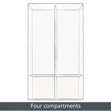 mDesign Plastic Divided Makeup Organizer Holder Tray for Bathroom Drawer, Vanity, Countertop Storage - Cosmetic Organization Holds Palettes, Brushes, Accessories - Lumiere Collection - Clear