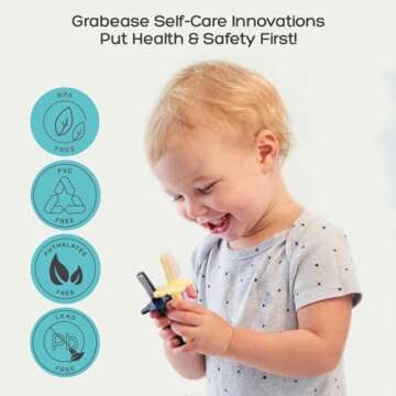 Grabease Toddler Toothbrush - Safe & Effective for 1-2 Years