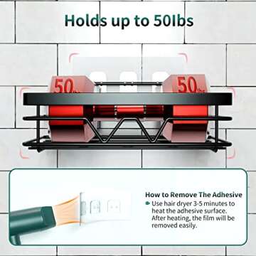 DBDEIW Shower Caddy Shelf Bathroom Organizer: 3 Pack Shower Organizer Storage Shelves - Basket Rack with Soap Holders Adhesive 4 Hooks for Inside Bathroom Wall Corner