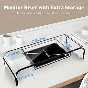 DeskLogics Monitor Stand with Storage | Sleek and Ergonomic