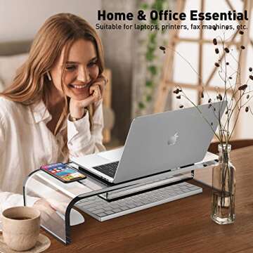 DeskLogics Monitor Stand with Storage | Sleek and Ergonomic