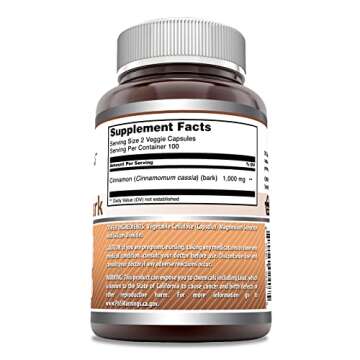 Amazing Formulas Cinnamon Bark Supplement 1000 Mg in 200 Veggie Capsules