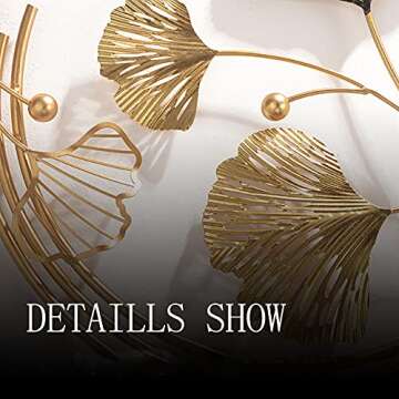 LQWE Golden Ginkgo Leaves Metal Wall Decor Art