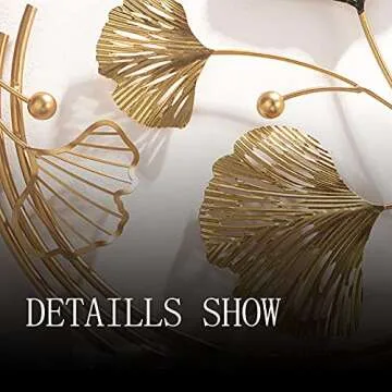 LQWE Golden Ginkgo Leaves Metal Wall Decor Art