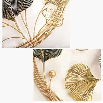 LQWE Golden Ginkgo Leaves Metal Wall Decor Art