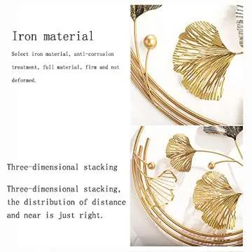 LQWE Golden Ginkgo Leaves Metal Wall Decor Art